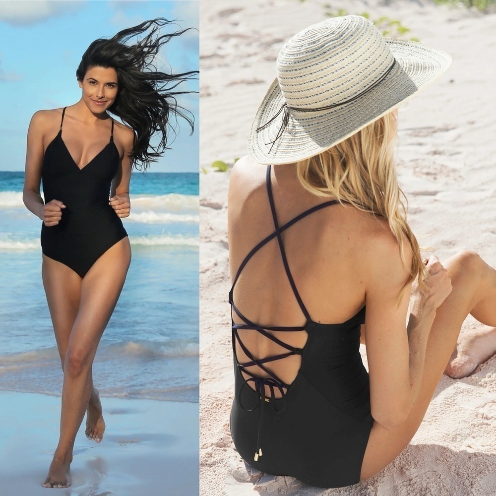 Helen Jon One Piece Lattice Back Swimsuit